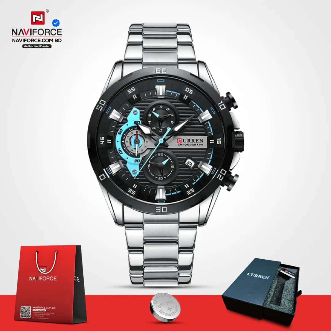 Curren-8402-–-Silver-Black